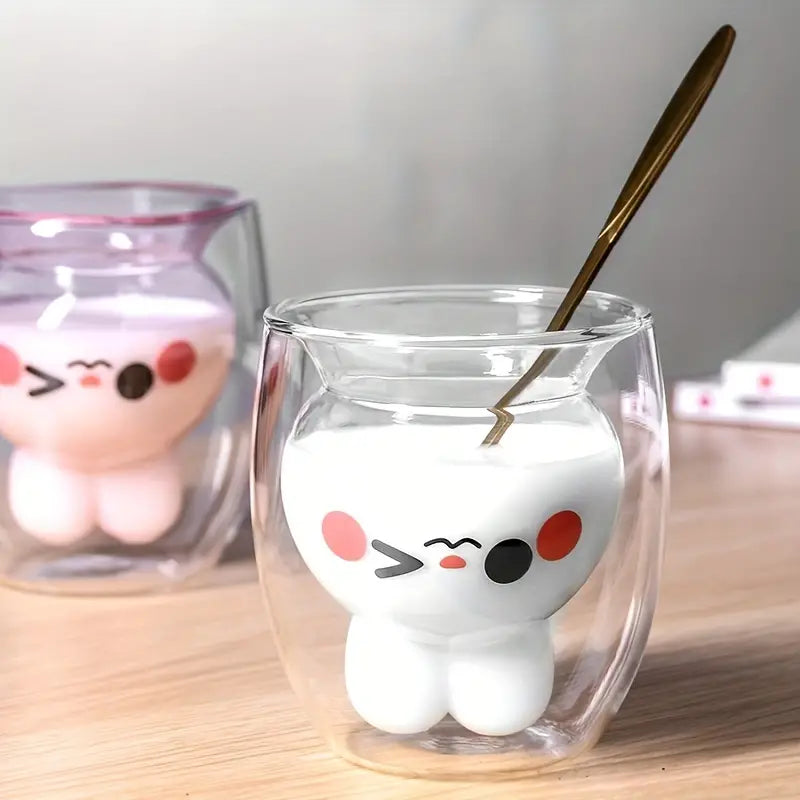 Easter Bunny Double-Layer Insulated Glass Cup