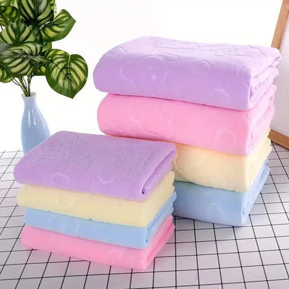 2pcs Microfiber Bathroom Towels with Bear Flowers - AriaCo.