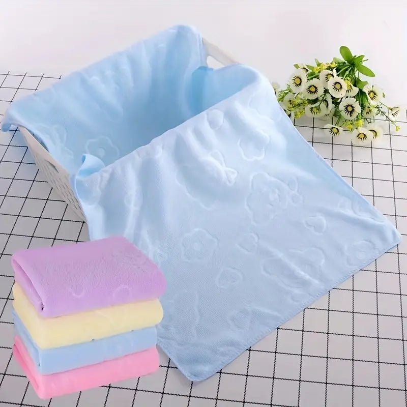 2pcs Microfiber Bathroom Towels with Bear Flowers - AriaCo.
