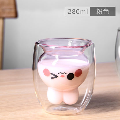Easter Bunny Double-Layer Insulated Glass Cup