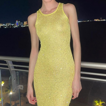 Sleeveless Sequin Knitted Dress