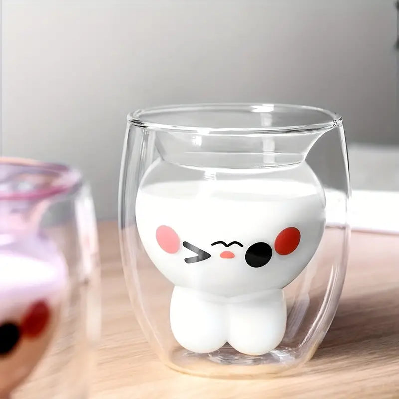 Easter Bunny Double-Layer Insulated Glass Cup