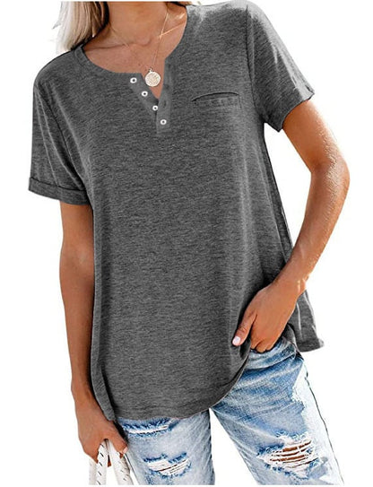 Casual Solid Color Loose Long Sleeve T-Shirt - AriaCo.