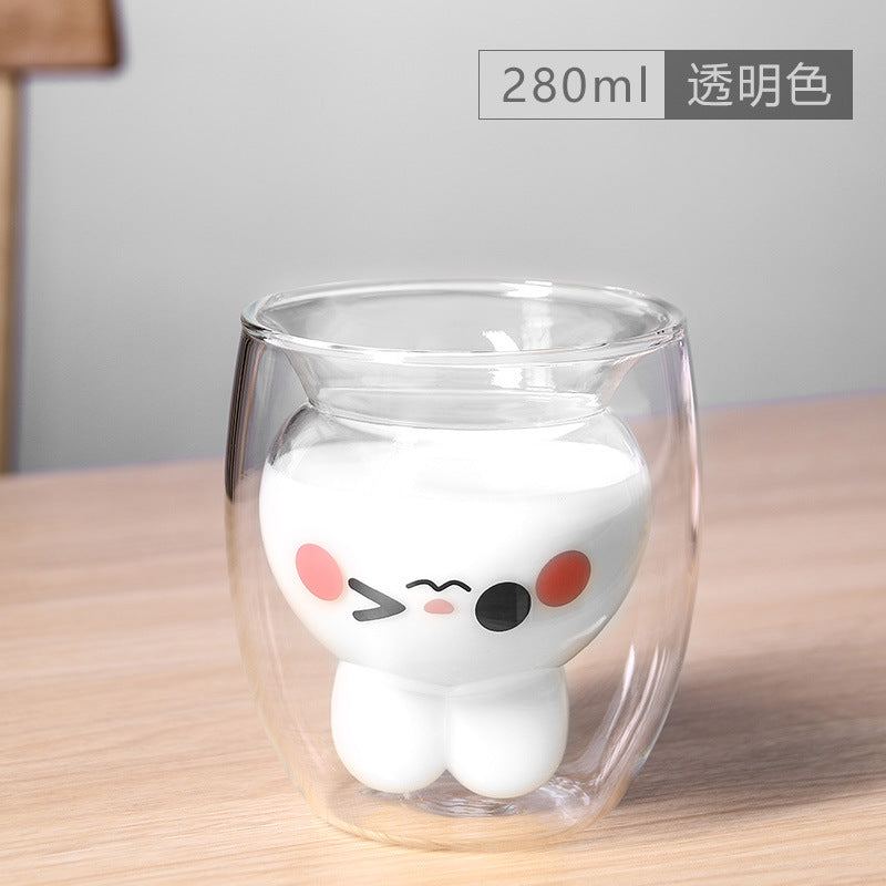 Easter Bunny Double-Layer Insulated Glass Cup