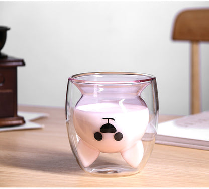 Easter Bunny Double-Layer Insulated Glass Cup