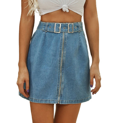 Denim Washed Mini Skirt - AriaCo.