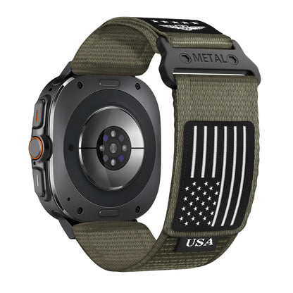 Rugged Nylon Band for Galaxy Watch Ultra Bands 47mm for Men Women,One Click No Gap Fabric Woven Wristbands Adjustable Sport Strap for Samsung Galaxy Watch 7 Ultra Band 47 mm for Man,L