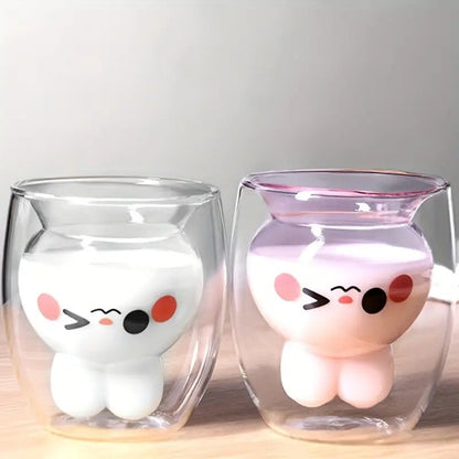 Easter Bunny Double - Layer Insulated Glass Cup - AriaCo.