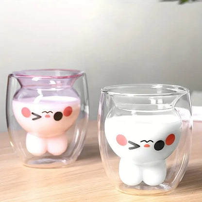 Easter Bunny Double - Layer Insulated Glass Cup - AriaCo.