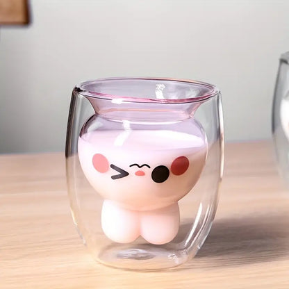 Easter Bunny Double-Layer Insulated Glass Cup
