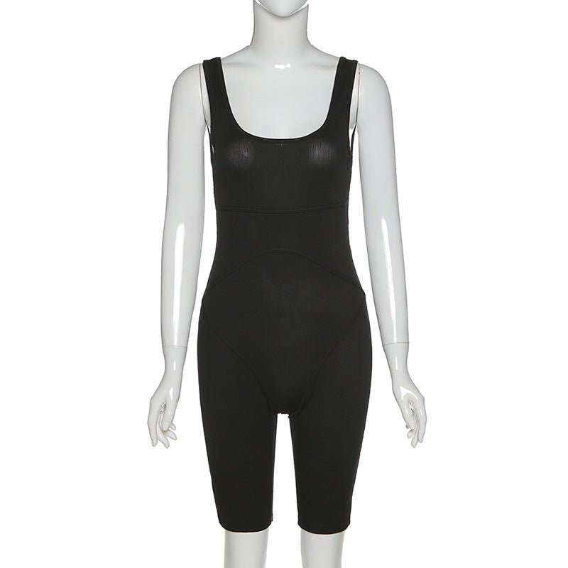 High - Waisted Athletic Bodysuit Shorts for Women - AriaCo.