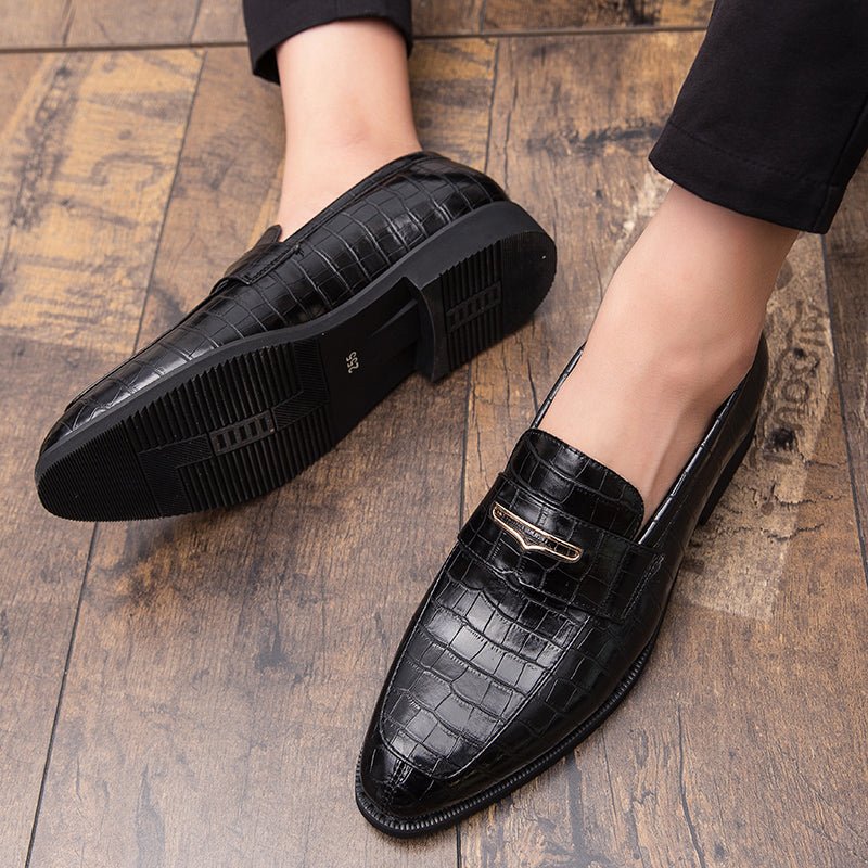 Men's Casual Low - Top Dress Shoes with Crocodile Pattern - AriaCo.