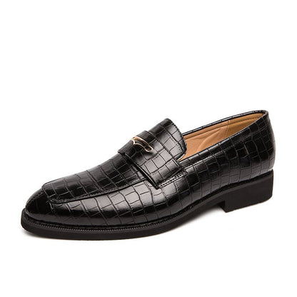 Men's Casual Low-Top Dress Shoes with Crocodile Pattern - AriaCo.