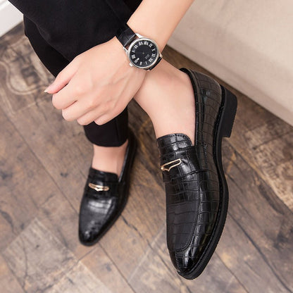 Men's Casual Low-Top Dress Shoes with Crocodile Pattern - AriaCo.