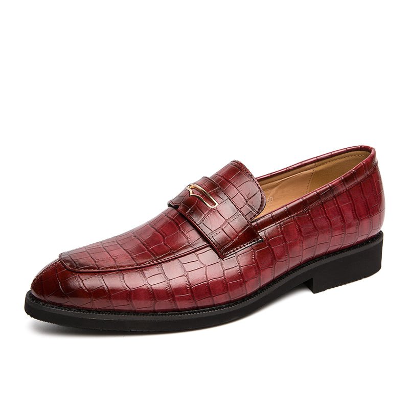 Men's Casual Low-Top Dress Shoes with Crocodile Pattern - AriaCo.