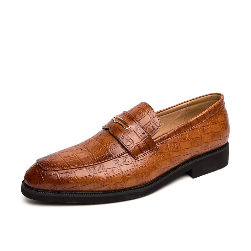 Men's Casual Low-Top Dress Shoes with Crocodile Pattern - AriaCo.