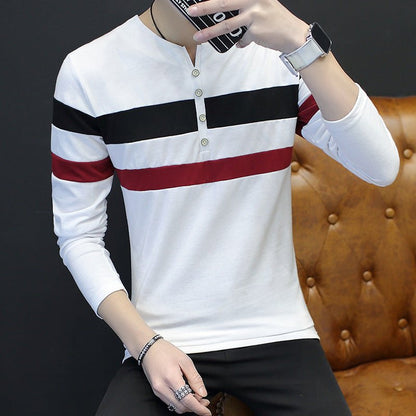 Men's Korean Style Long Sleeve T-Shirt - Autumn Collection - AriaCo.