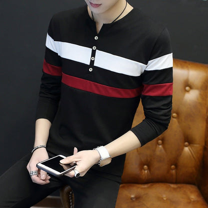 Men's Korean Style Long Sleeve T-Shirt - Autumn Collection - AriaCo.
