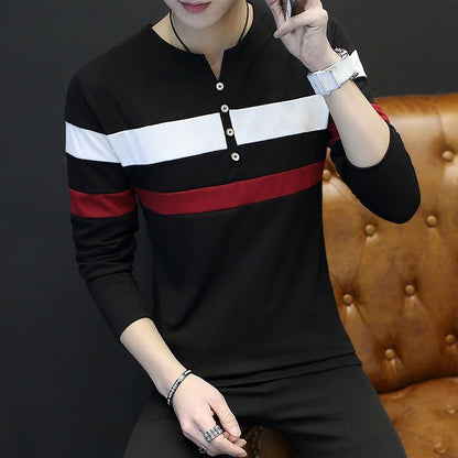 Men's Korean Style Long Sleeve T-Shirt - Autumn Collection - AriaCo.