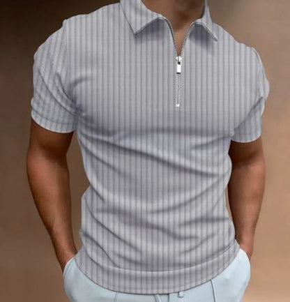 Men's POLO Zipper Stripe T-shirt - AriaCo.