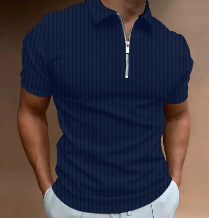 Men's POLO Zipper Stripe T-shirt - AriaCo.