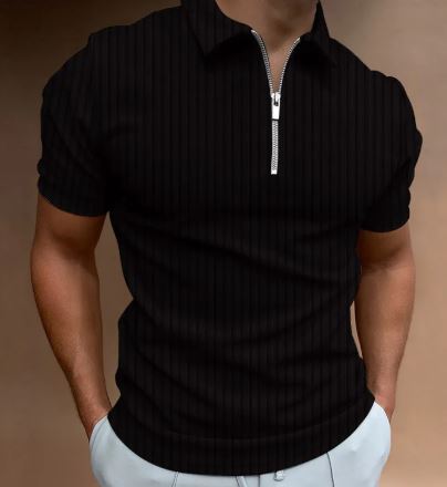 Men's POLO Zipper Stripe T-shirt - AriaCo.