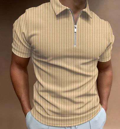 Men's POLO Zipper Stripe T-shirt - AriaCo.