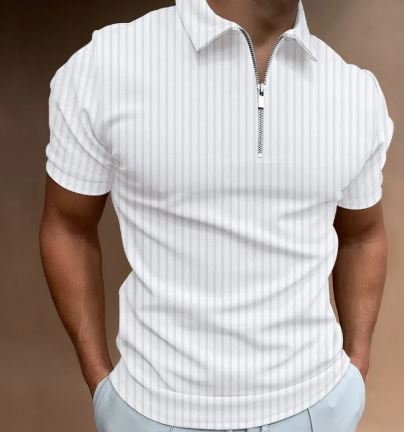 Men's POLO Zipper Stripe T-shirt - AriaCo.