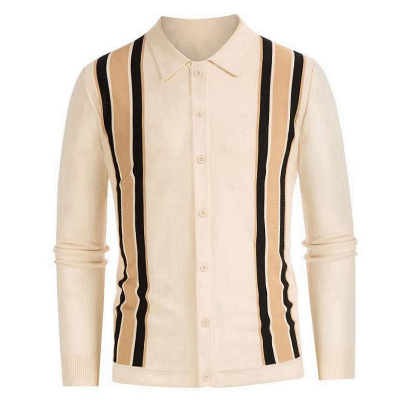 Men's Spring Thin Knitted Striped Shirt - AriaCo.