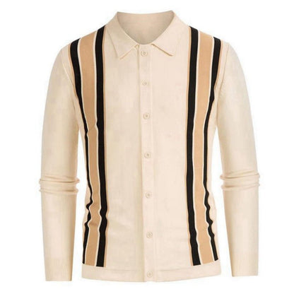 Men's Spring Thin Knitted Striped Shirt - AriaCo.