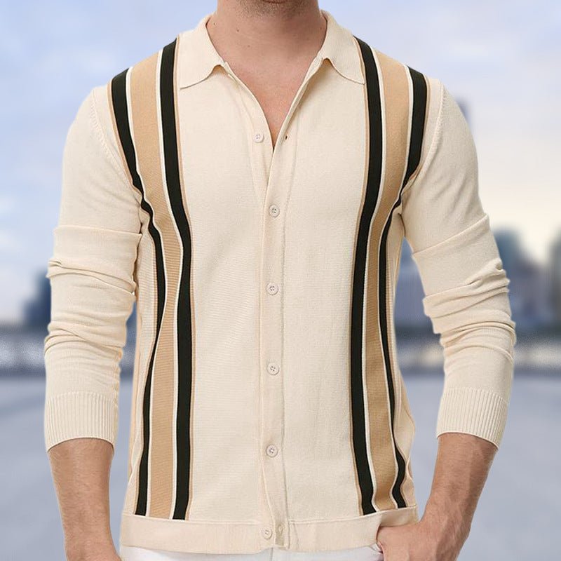 Men's Spring Thin Knitted Striped Shirt - AriaCo.