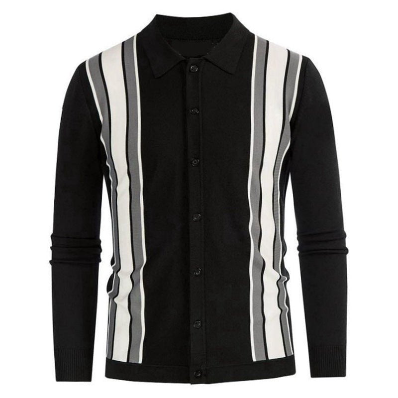 Men's Spring Thin Knitted Striped Shirt - AriaCo.