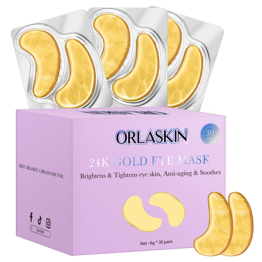 ORLASKIN Under Eye Patches30 Pairs Eye Mask Skin care for Dark Circles Puffy Eyes Under eye BagsWrinklesEye Treatment Skin Care for Men & Women Gift （24K Gold） - AriaCo.