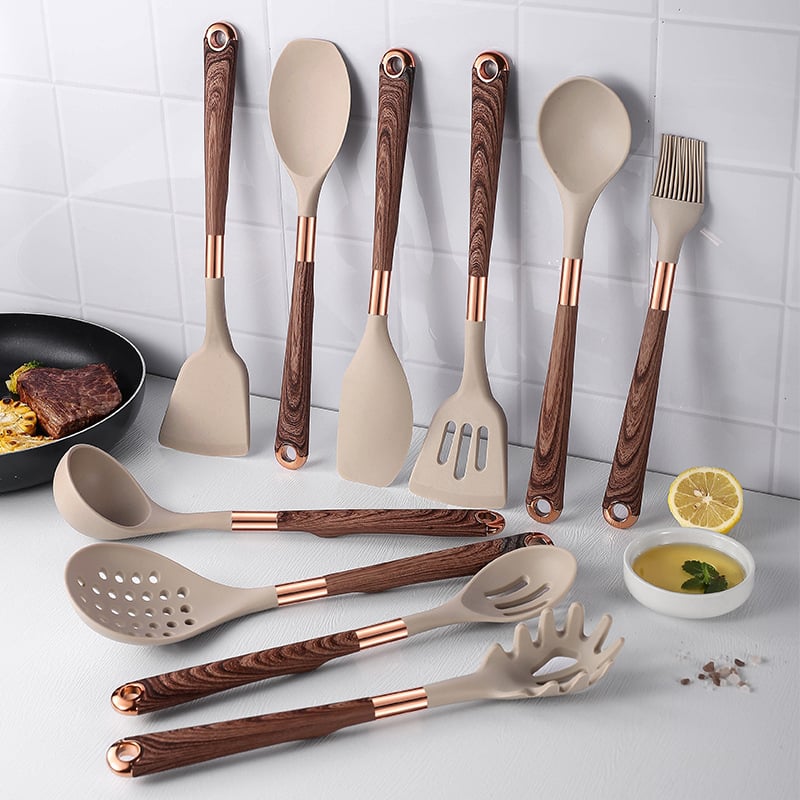 Silicone Kitchenware Set with Nonstick Pan and Storage - AriaCo.