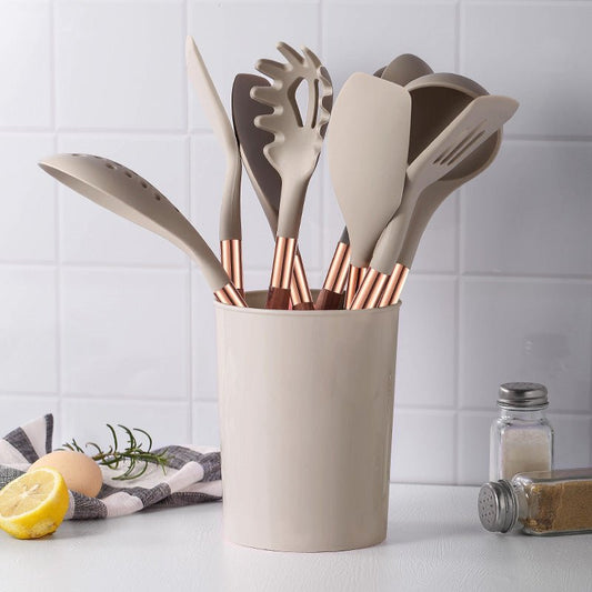 Silicone Kitchenware Set with Nonstick Pan and Storage - AriaCo.